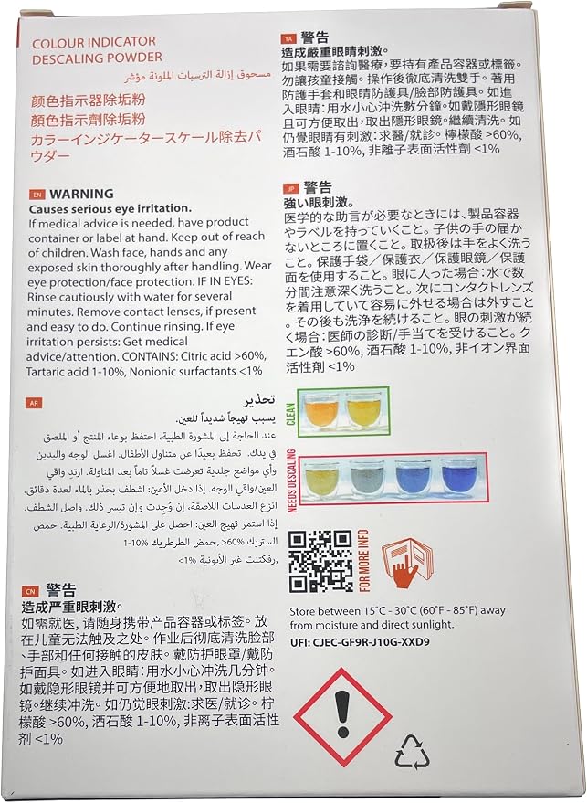 Cafetto Spectra Espresso Machine Descaler, Color Indicator Descaling Cleaning Powder Designed for Espresso Machine Water Tanks, Boilers and Coffee Brewers (Pack of 6)