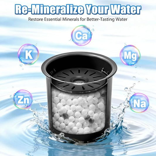 1 Pack Remineralization Filters Compatible with Bluevua RO100ROPOT-LITE, One-Year Alkaline Mineral Replacement Set for Reverse Osmosis Systems, Restores Minerals and Raises pH Level