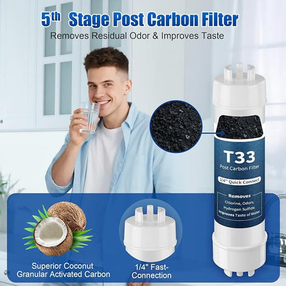 F7 NSF Certified 1-Year Replacement Filter Cartridge Pack Compatible with iSpring RCC7AK, 7-Count for Standard 5-Stage RO System, Without RO Membrane & Alkaline Remineralization Filter