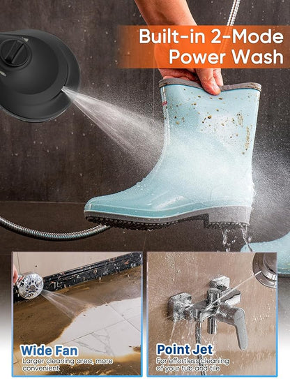 Pavezo® High Pressure Handheld Shower Head with Filter, ON/OFF Switch Pause Button, 10-mode Shower Head with Hard Water Softener Filters, SS Hose, Anti-clog & Powerful to Clean Tile & Pets, Black