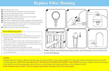Geekpure 10 Inch Reverse Osmosis Water Filter Housing-1/4" Port | For RO Filtration System, Fit for 2.5" x 10" Filters
