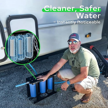 3-Stage RV Water Filter Fit for Clearsource Ultra Three Canister System Includes 5-Micron Sediment Filter, 0.5-Micron Coconut Carbon Block, Final Guard Stage, Improves Taste & Odor