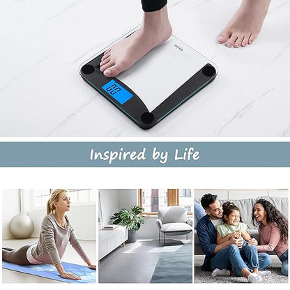 Vitafit Digital Bathroom Weight Scale for Body Weight, High Accuracy Assured by Weighing Professional Since 2001,Extra Large Blue Backlit LCD and Step-On, 400lb/182kg, Superb Black