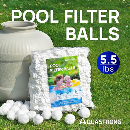 AQUASTRONG Pool Filter Balls for Sand Filters, 5.5 lbs Reusable Pool Sand Filter Balls (Replaces 180 lbs of Sand), Efficient Water Filtration Pool Filter Balls for Swimming Pools, Filter Pumps