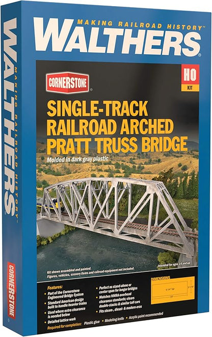 Walthers Cornerstone Arched Pratt Truss Railroad Bridge-Single-Track 933-4521 HO Scale Model Railroad - Structure Kit