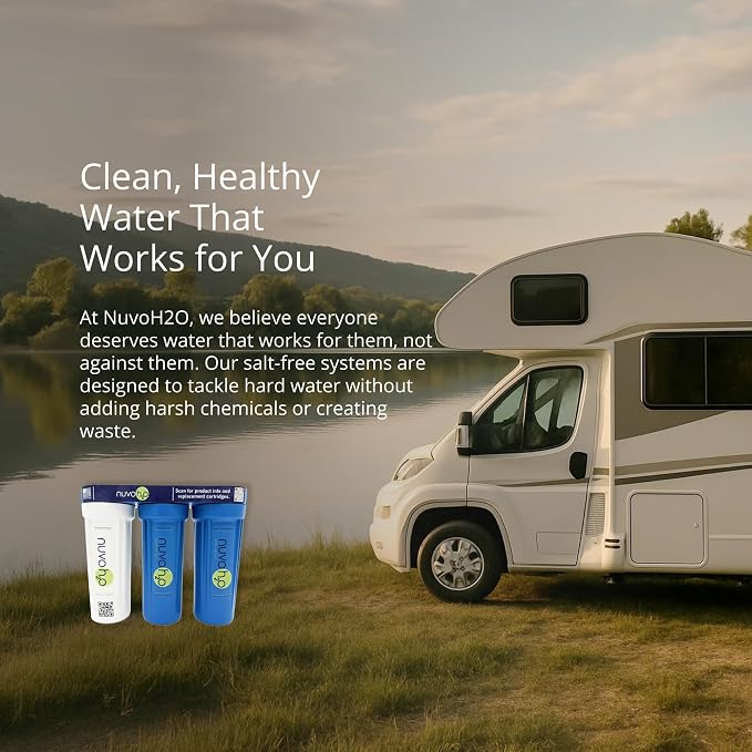 NuvoH2O RV Replacement Cartridge – Sediment + Iron Filter – Salt-Free Water Softener for RVs – Reduces Scale, Iron, Heavy Metals, and Sediment – Improves Taste & Odor – Compact, Eco-Friendly Cartridge