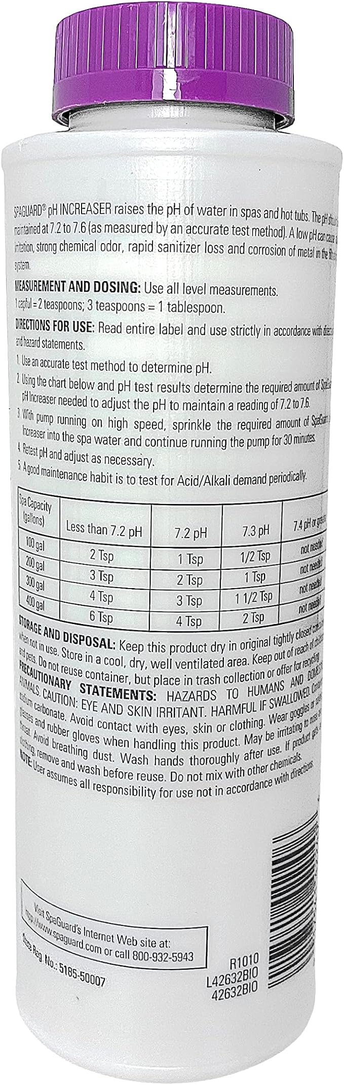 SpaGuard pH Increaser, 1.12 lb, Single, pH Raiser for Spas & Hot Tubs, Protects Equipment from Corrosion, Balances Water