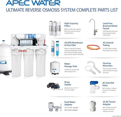 APEC Water Systems RO-PUMP-120V Top Tier Ultra Safe Reverse Osmosis Drinking Water Filtration System with US Made Booster Pump