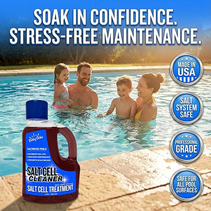 Salt Cell Cleaner for Pool, Pool Salt Cell Cleaner for Saltwater Pools, Salt Generator Cell Cleaner Solution, Helps Reduce Scale Buildup, 3 L (101.5 fl oz) - BubbyShine