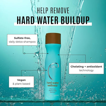 Malibu C Hard Water Wellness Shampoo - Hydrating, Sulfate-Free Hair Care for Hard Water - Removes Minerals and Buildup (9 oz)