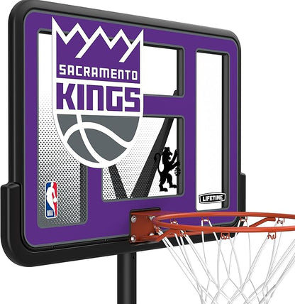 Lifetime NBA Sacramento Kings Portable Basketball Hoop, Adjustable Height 7.5-10 Ft, 44 Inch Shatterproof Fusion Backboard, Base with Wheels