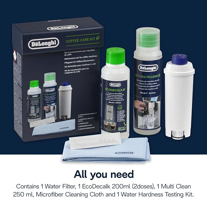 De'Longhi Coffee Care Kit, Essential Coffee Machine Maintenance Products, Suitable for Machines with filters, DLSC306, Black