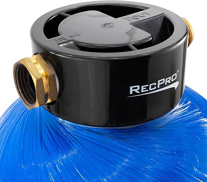 RecPro RV Water Softener Portable | Prevents Hard Water Buildup | Hose and TDS Water Test Strips Included | Cation Exchange Resin (8,000 Grain)