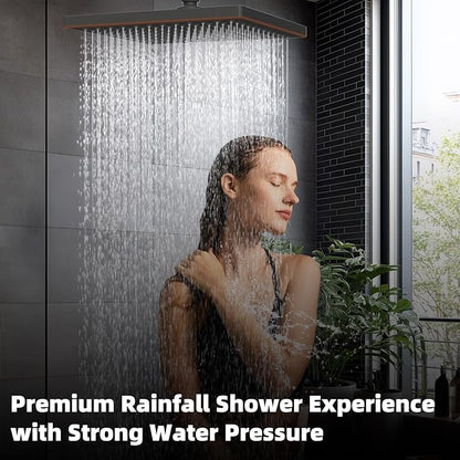 Hibbent cUCPC Certified Thickness Metal Rain Shower Head, 12'' High Pressure Shower Heads, Large Bathroom Shower Head with Adjustable Brass Ball Joint, Waterfall Full Body Coverage, Oil Rubbed Bronze