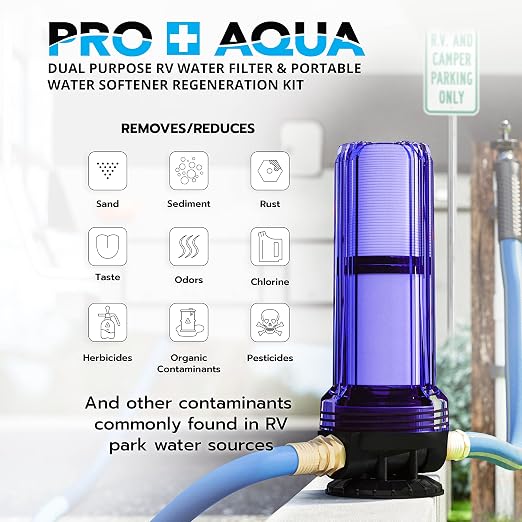 PRO+AQUA 2-Stage Regeneration/Filtration Kit for Portable Water Softeners - Removes Chlorine, Bad Taste, Odors, Sediment, Bacteria - Universal Fit, Protects System, 5 Micron (WS-P-REG-KIT)