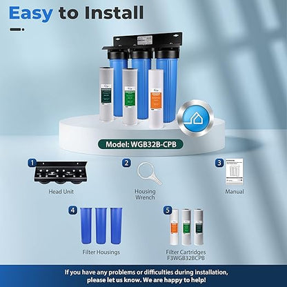 iSpring SGS-Tested Lead Removal Whole House Water Filter System, Reduces Sediments, Chlorine, and up to 99% Lead, Model: WGB32B-CPB
