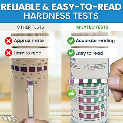 Water Hardness Test Kit 150 Strips – Accurate Water Hardness Test Strips for Home, Pool, Spa, Softener, Drinking Water – Easy-to-Use Hard Water Calcium Testing Strips