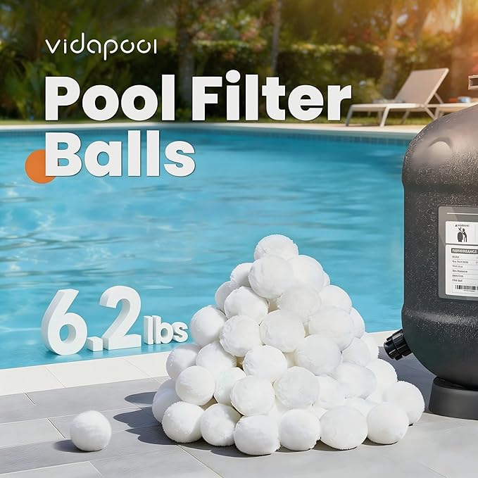 6.2 lbs Pool Filter Balls for Sand Filters, Reusable White Filter Media Balls for All Sand Filter Systems, Efficient & Lightweight Pool Sand Filter Balls, Replaces 200 lbs Pool Filter Sand