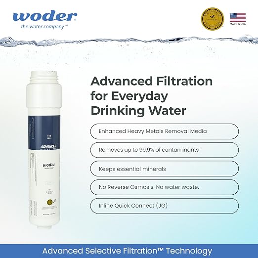 Inline Water Filter, John Guest Fittings, Removes PFAS, Lead, Chromium-6 & Chlorine, Keeps Essential Minerals, WQA Certified, Ultra High Capacity, US Made (Gen4)