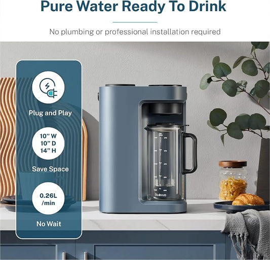 Bluevua RO100ROPOT-LITE Countertop Reverse Osmosis Water Filter System, Blue, with One Extra ROPOT-LITE Replacement Carafe, Bundle