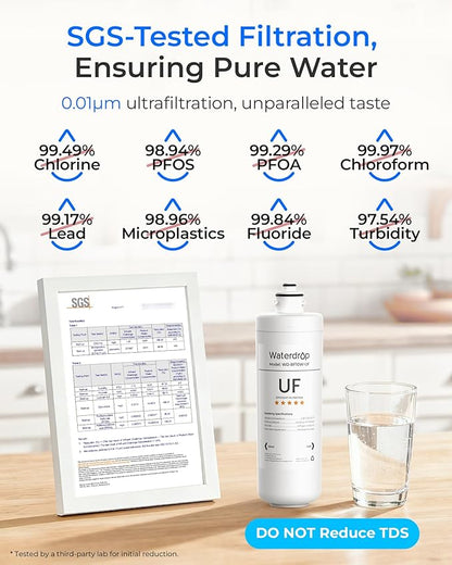 Waterdrop RF10W-UF 0.01 μm Water Filter Replacement for Waterdrop 10UAW-UF/10UBW-UF Under Sink Water Filtration System, White