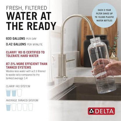 Delta Faucet Clarifi Under Sink Reverse Osmosis Water Filter System with Polished Nickel Traditional Beverage Dispenser Faucet