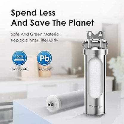 Waterdrop AMS08 Under Sink Water Filter System, 8,000 Gallons, 24-Month Long Life, Reduces Chlorine, Bad Taste & Odor, Stainless Steel Under Sink Water Filtration System