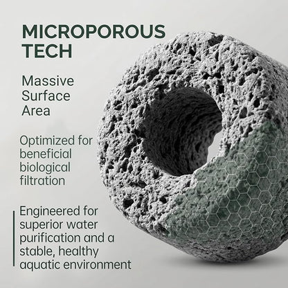 Sukh Ceramic Rings for Aquarium Filter – 1.6cm Porous Bio Media, 15oz Fish Tank Filtration Replacement for 20–55 Gallon Canister & Pond Systems, Includes 2 Media Bags for Freshwater Saltwater Setup