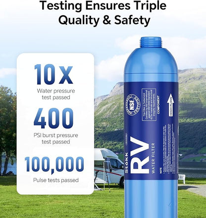 Stokk RV Water Filter, NSF Certified, RV Inline Camper Water Filter for Pool, Garden Hose Filter, Greatly Reduces Bad Taste, Chlorine, Odor, Rust and Sediment, 2 Pack