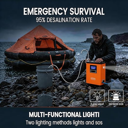 Purewell® K8680 RO Water Purifier System,10-Stage RV Portable Water Filtration Survival with UV,Desalination Rate Reaches 95%,Survival Gear Purification for Drinking,Team Camping，Travel(Orange)