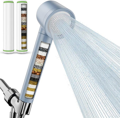 Filtered Shower Head with Handheld, High Pressure 3 Sprays Mode | Shower heads with Filters for Hard Water, Detachable Showerhead with 59" Stainless Steel Hose, Remove Chlorine