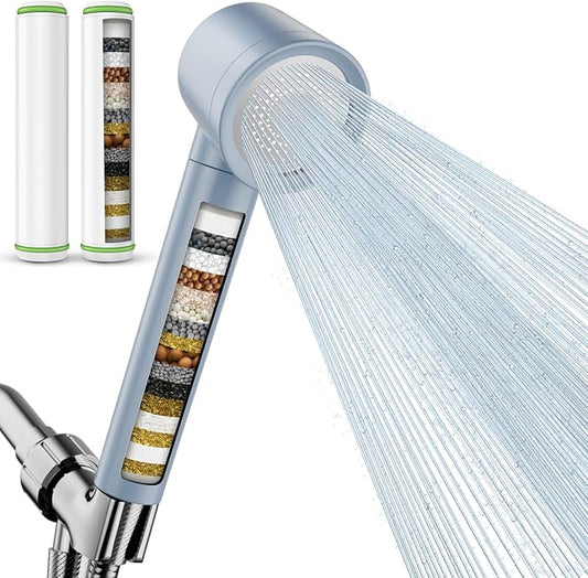 Filtered Shower Head with Handheld, High Pressure 3 Sprays Mode | Shower heads with Filters for Hard Water, Detachable Showerhead with 59" Stainless Steel Hose, Remove Chlorine
