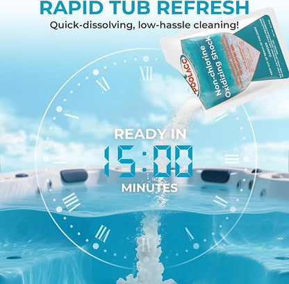 Non-Chlorine Spa Shock Oxidizer for Hot Tub, Chlorine-Free Treatment & Enhanced Oxidizing Shock for Hot Tubs & Spas, Single Dose Packets for Easy Hot Tub Maintenance & Treatment - 6 Packs (0.75lbs)