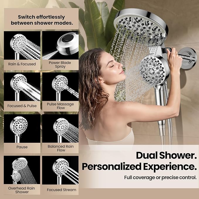 JOMOO Shower Head with Handheld Spray Combo, 7 Spray Settings Magnetic Showerhead with Filters for Hard Water, Magnetic Docking System, 71 inch Shower Hose, Chrome