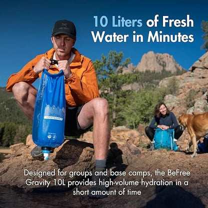 Katadyn Gravity BeFree 10L Water Microfilter, Camping, Backpacking, Emergency Preparedness, Blue