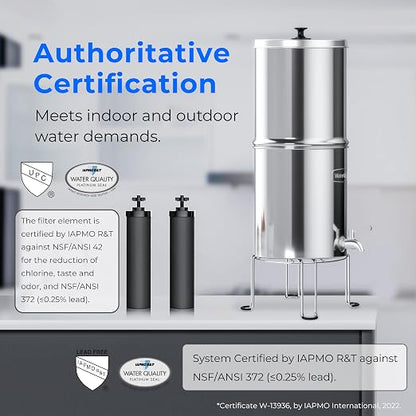 Waterdrop TK-A-FS Gravity Water Filter System, NSF/ANSI 42&372 Standard | Reduces Fluoride and Chlorine, Stainless-Steel Water System with 4 Filters and Metal Spigot for Home, 2.25G