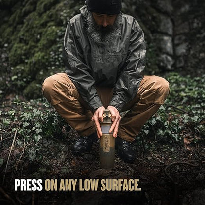 GRAYL GeoPress 24 oz Water Purifier Bottle - Filter for Hiking, Camping, Survival, Travel (Coyote Brown)