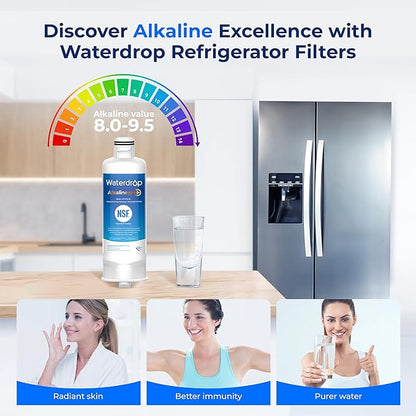 Waterdrop Alkaline DA97-17376B Refrigerator Water Filter, Enhances pH, Replacement for Samsung® HAF-QIN/EXP, DA97-08006C, RF28R7201SR, RF28R7351SG, WD-F45-AL, 2 Filters