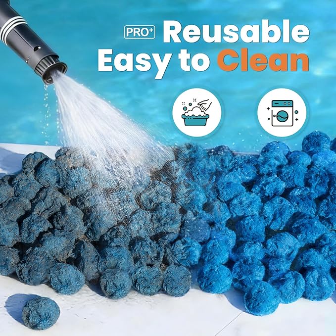 9.2 lbs Pool Filter Balls for Sand Filters, Reusable Blue Filter Media Balls for All Sand Filter Systems, Efficient & Lightweight Pool Sand Filter Balls, Replaces 300 lbs Pool Filter Sand
