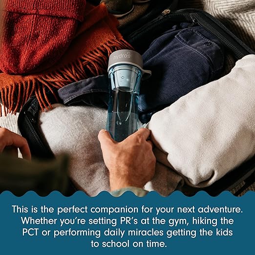 Hydros Water Filter Bottle, 20 Oz, Patented Fast Flo Tech, Dishwasher Safe, 20 Second Quick Fill, Leak Proof, BPA Free, Violet