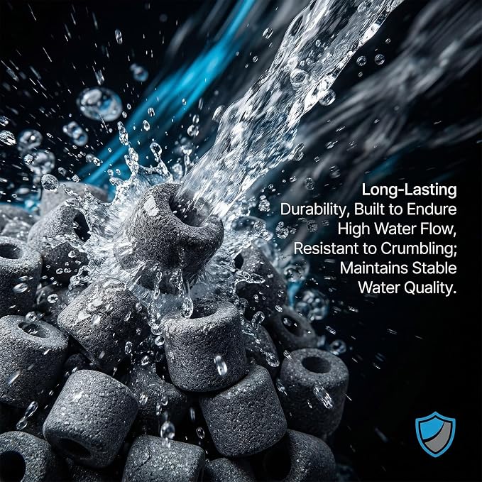 Sukh Ceramic Rings for Aquarium Filter – 1.6cm Porous Bio Media, 15oz Fish Tank Filtration Replacement for 20–55 Gallon Canister & Pond Systems, Includes 2 Media Bags for Freshwater Saltwater Setup