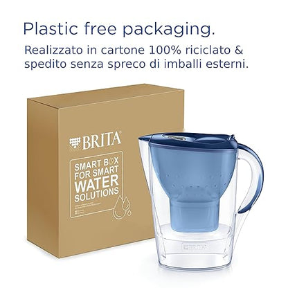 BRITA Marella Blue Water Filter Jug (2.4L) incl. 3 x Brita MAXTRA PRO All-in-1 Filters That Reduces Chlorine, Limescale and PFAS - Elegance and Functionality