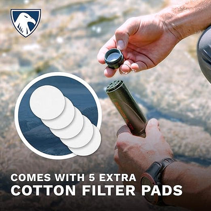 Survivor Filter Emergency Water Straw – USA-Tested – 0.05 Micron Filtration – Portable Outdoor Water Filter for Camping & Hiking - No Expiration