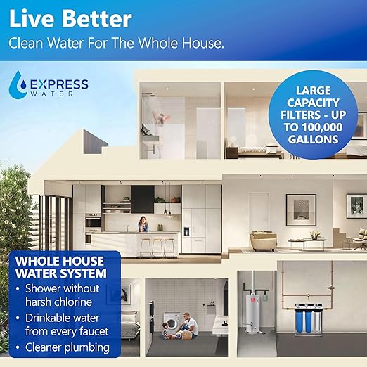 Express Water Whole House Water Filter System | HEAVY METAL | 3 Stage Water Purifier Whole Home, Heavy Metal Filter Produces Overachieving H2O, Targets Lead, Arsenic, Chromium, Reduces Chlorine