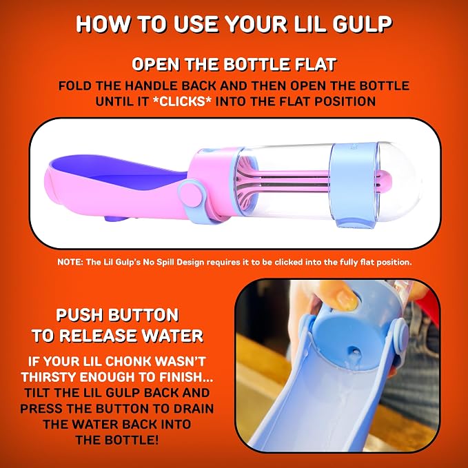 Lil Gulp Dog Water Bottle 15 Fl oz Portable Travel Bottle (Power Punch) | Advanced Carbon Filtration for Safe Filtered Water on the Go, BPA-Free, Leak-Proof, Retractable Spout, Walks, Hiking, Camping