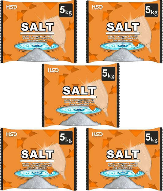 dishwasher salt 5kg powerful crystal, limescale remover on your glassware and water softener, life & improving its performance, 99% purity (5 pack)