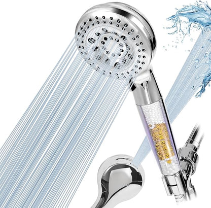 HH901 Handheld Filtered Shower Head, High Pressure, 10 Spray Mode, Water Softener Filter Beads for Hard Water, Remove Chlorine, Reduces Dry Itchy Skin
