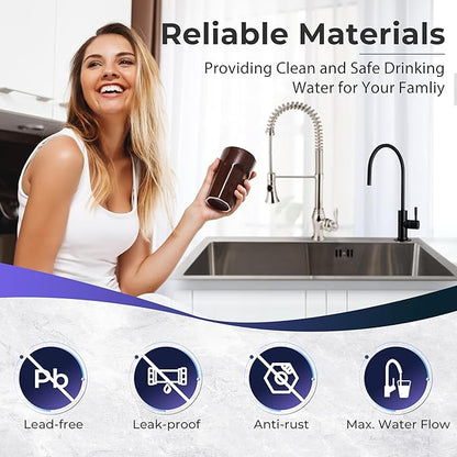 iSpring GA3-ORB Drinking Water Faucet for Kitchen Sink with 3/8" Connector, Heavy Duty Lead-Free Reverse Osmosis Faucet for RO System, Non-Air Gap 100% Stainless Steel RO Faucet, Oil Rubbed Finish