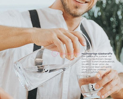 BWT Table Water Filter AQUAlizer Station | Advantage Pack with 2 Filter cartridges and Additional Glass Carafe