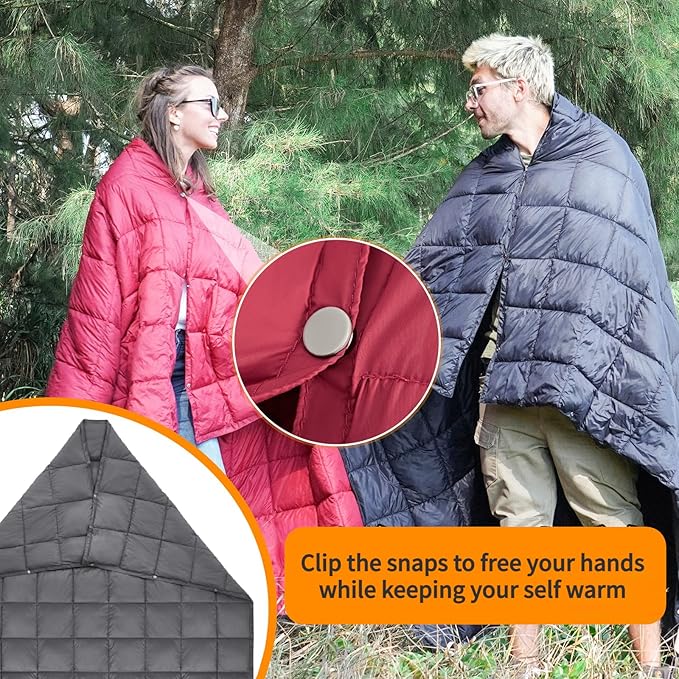 KingCamp Puffy Blanket for Camping, Warm Down Alternative Outdoors Indoors Quilt, Lightweight Compact Packable Windproof Blankets for Stadium, Airplane, Travel, Picnics, Backpacking